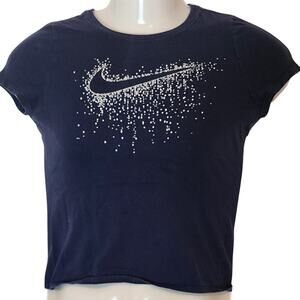 Nike Athletic Cut  Swoosh 2016 Navy Blue Short Sleeve T-shirt Youth Fit Size Med